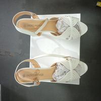 women's white heeled sandals, size 43