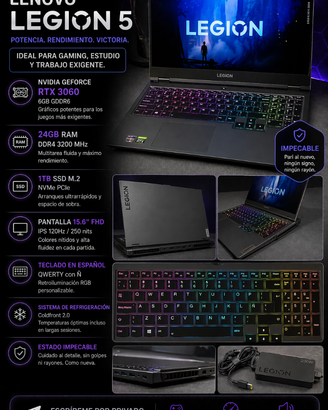 Lenovo Legion 5 – RTX 3060 – 24 GB RAM – 1 TB SSD