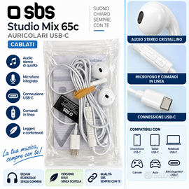 Auricolari Sbs Studio Mix 65c USB-C Cablati con