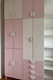Armadio bambina bianco e rosa