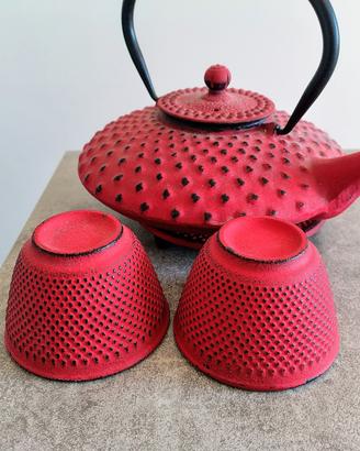 Teiera in ghisa rosso stile giapponese