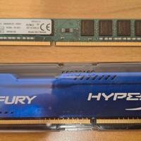 DDR3 HyperX Fury 4 GB 1600 MHz + DDR3 Kingston 4GB