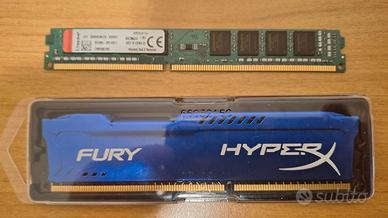 DDR3 HyperX Fury 4 GB 1600 MHz + DDR3 Kingston 4GB