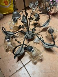 Lampadari coppia con coppe in vetro
