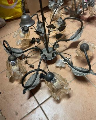 Lampadari coppia con coppe in vetro