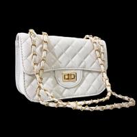 BORSA BIANCA TRAPUNTATA PICCOLA, TRACOLLA CATENA