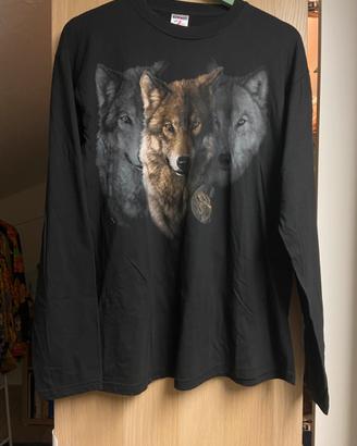 T-shirt Vintage Jerzees 90s Nature Graphic Lupi