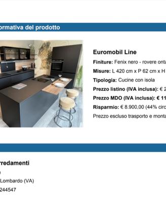 Cucina laccata fenix nera; schienale rovere ontano