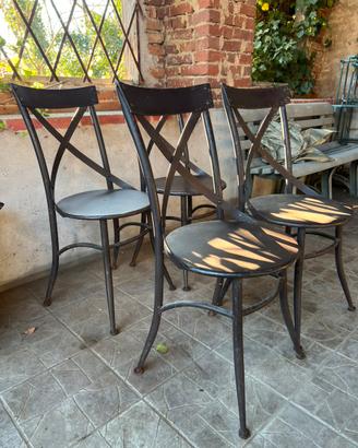 4 sedie in ferro battuto