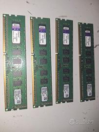 lotto 4 banchi RAM Kingston DDR3 DIMM 16 GB totale