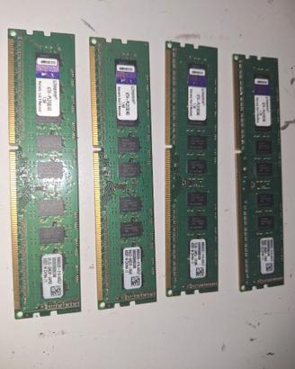 lotto 4 banchi RAM Kingston DDR3 DIMM 16 GB totale