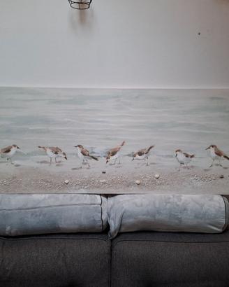 Quadro canvas 150x65 paesaggio marinno e gabbiani