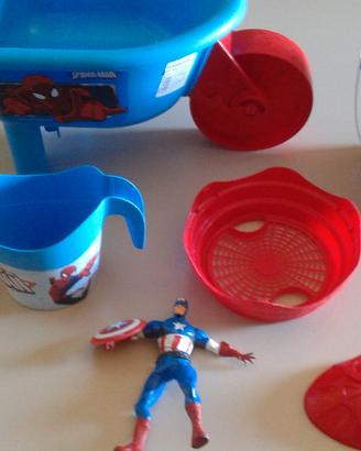 Set giochi mare Spiderman e pupazzo Spiderman.