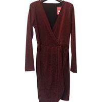 Abito midi a portafoglio rosso