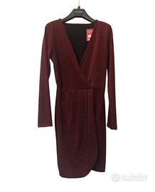 Abito midi a portafoglio rosso