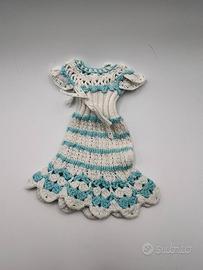 Abito per bambola Barbie fatto a mano crochet vint