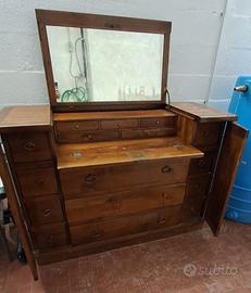 Cassettiera anni ’70 in  nocre massello, originale