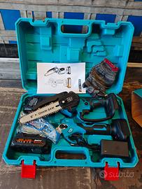 Kit Mini Motosega 6" + Forbici Potatura Batteria 4