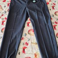 DAVID NAMAN pantalone blu 100% lana vergine