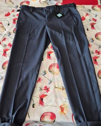 DAVID NAMAN pantalone blu 100% lana vergine