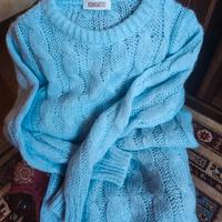 Maxi maglione trecce Kontatto in lana mohair