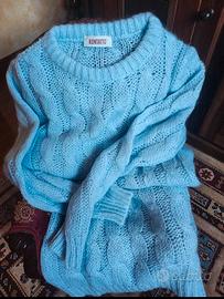 Maxi maglione trecce Kontatto in lana mohair