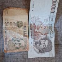 Banconote centomila lire e mille lire