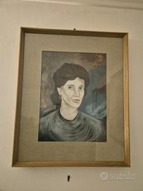 Quadro ritratto femminile dipinto a mano