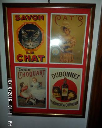 4 PUBBLICITA' CARTONATE TEMA GATTI VINTAGE '60