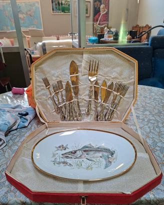 Servizio da pesce vintage in argento 800