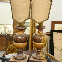 Coppia lampade applique beige in legno