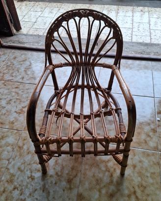 Sedia bambini vimini anni 70