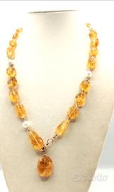 Collana CITRINI Madeira e Perle di fiume