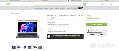 Notebook Acer Swift Go 16" OLED_ I7_1TbSSD_32GbRam