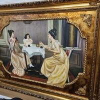 Quadro con cornice dorata – scena di salotto