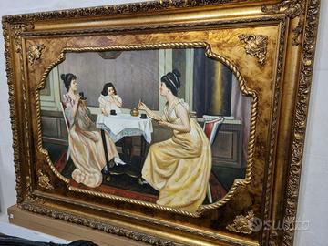 Quadro con cornice dorata – scena di salotto