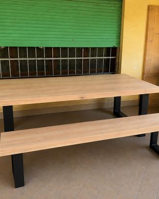 TAVOLO E PANCHINE IN LEGNO MASSELLO