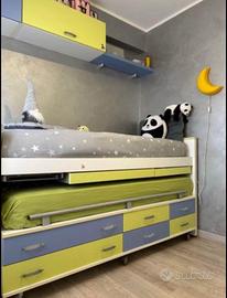 Camera ragazzi salva spazio - tutto su una parete