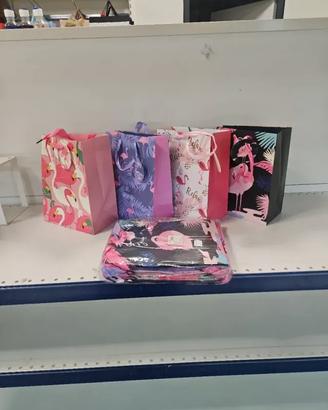 20 Shopper Carta Flamingo 18x23+10 cm