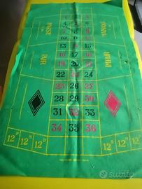 Panno da roulette con fiches e paletta
