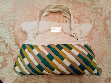 Borsa Coccinelle busta pochette zaino bianco multi