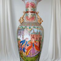 Magnifico vaso cinese dipinto a mano-scena galante