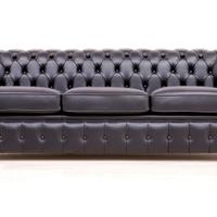 divano originale Chesterfield 3posti in pelle nero