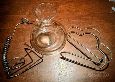 Decanter con 2 portabottiglie in acciaio 