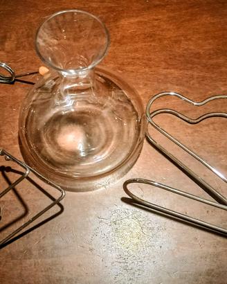 Decanter con 2 portabottiglie in acciaio 