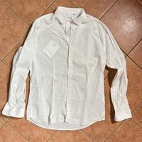 Camicia uomo bianca lino cotone elegante nuova
