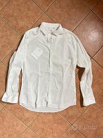 Camicia uomo bianca lino cotone elegante nuova
