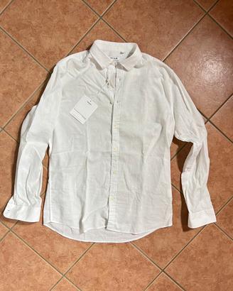 Camicia uomo bianca lino cotone elegante nuova