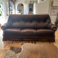 Divano set rovere e pelle