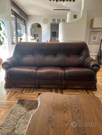 Divano set rovere e pelle